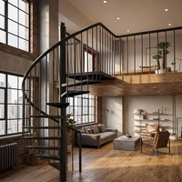 Rampe d'escalier verticale complète en acier galvanisé spirale sur mesure avec balustrade de sécurité pour villa, entrepôt, extérieur moderne flottant