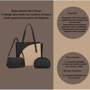 SC ECOMMERCE Set di 3 Borse da Donna Stile Preppy Bohémien Estivo Impermeabile in Pelle PU Borsa a Mano Borsa a Tracolla Pochette Kaki Scuro - Product Image 2