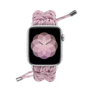 Tecido Corda de Nylon Pulseira de Relógio Faixa de Relógio Cinta Para Apple Série 6 5 4 3 2 1 Guarda-chuva Corda Laço Frabic para iWatch 38/40/42/44MM