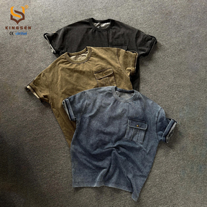 Camiseta de Algodón Vintage Lisa al por Mayor, Personalizable OEM, Camisetas Oversize para Hombre, Camiseta de Algodón Grueso para Hombre Estilo Urbano - Product Image 1