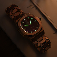 Montre automatique pour homme CARNIVAL Design, cadran carré rouge de haute qualité, acier inoxydable de luxe, fermoir papillon, résistante à l'eau, luminescente