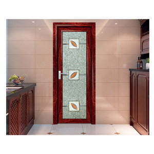 Impreso de transferencia de aluminio de grano de madera de Casa puerta principal único templado de vidrio de puerta abatible - Product Image 3