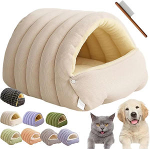 Cama Cálida y Acogedora para Mascotas, Diseño de Cueva, Felpa Suave, Refugio Seguro con Calefacción para Todas las Estaciones, para Perros y Gatos, con Cojín Extraíble - Product Image 1