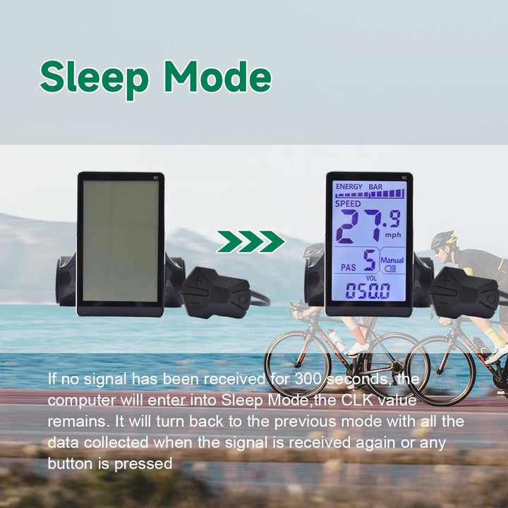 Oniissy Ebike Snelheidsmeter LCD Display Mete 5 Pin,24V 36V 48V 60V Universele E Scooter Fiets Snelheidsmeter M5,Scherm Data Display Meter