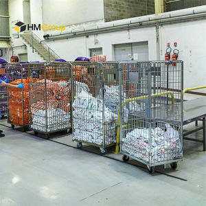 मी फोल्डेबल 4 साइड स्टोरेज 500 किलोग्राम क्षमता परिवहन धातु स्टील लॉन्ड्री ट्रॉली - Product Image 3