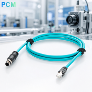 Câble <span class=keywords><strong>Ethernet</strong></span> industriel M12 D Code 4 broches mâle vers RJ45 CAT6A haute flexibilité Profinet EtherCAT pour vision industrielle Cognex Keyence SICK - Product Image 1