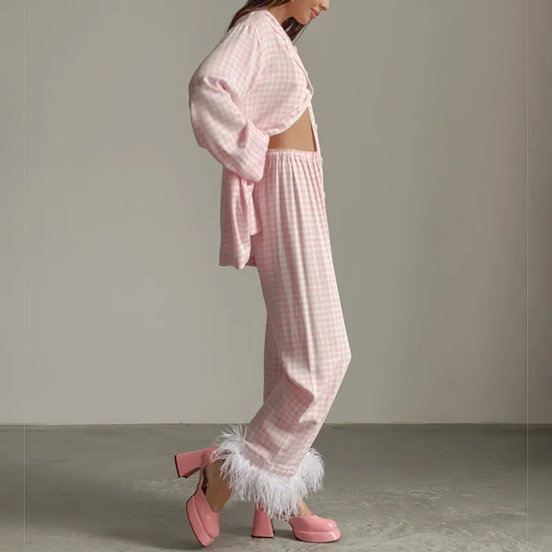 Camisones de Bata sexy personalizados, ropa de dormir de plumas de novia de malla de satén de seda, pijamas de diseño de verano, ropa de descanso de encaje/