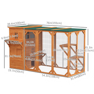Spacious Luxury Modern Wooden <strong>Cat</strong> House <strong>Outdoor</strong> <strong>Cat</strong> Cage <strong>Enclosure</strong> Run Weatherproof Roof Multi-Level Platforms for <strong>Cats</strong> Kittens - Product Image 3