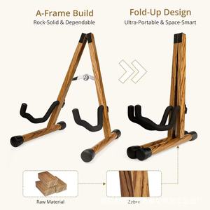 Soporte de guitarra de madera maciza, soporte vertical plegable con forma de A para guitarra acústica, clásica, eléctrica y bajo. - Product Image 4