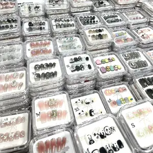 Nhãn Hiệu Riêng Bán Buôn Nail Art Hộp Báo Chí Trên Móng Tay Rõ Ràng Gói Hộp Ngón Tay Móng Tay OEM Rỗng Gói Hộp