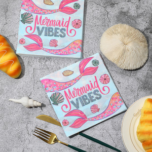 Mermaid Print Paper Napkins 330mm Disposable For Themed Party Use - Product Image 1