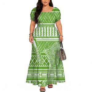 Abito alla Moda con Motivo Tribale Fidžiano <span class=keywords><strong>Rosa</strong></span>, Trendy e Molto Richiesto per le Feste Abito da donna con scollo a O e gonna ampia - Product Image 2