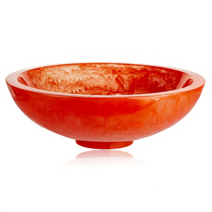 Modern Handmade Luxury Glass Bowl Red Swirl Decorative Serving Dish for Living Room Dining Table and Coffee Table Decor Bowl - Product Image 1