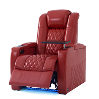 Canapé moderne trois places en cuir véritable pour home cinéma avec fonctions de relaxation réglables, structure en bois et métal, mousse à mémoire de forme