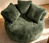Weicher Gestreifter Cord-Sitzsack-Sofa Gefüllt mit Schaumstoff-Füllung, Bequemer Faulenzer-Sessel für Wohnzimmer Schlafzimmer Leseecke
