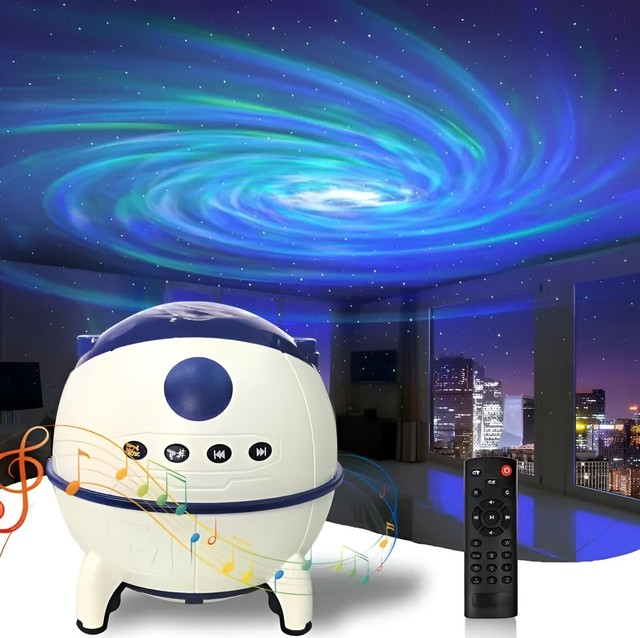 New Arrival Laser Space Capsule Spiral Aurora Star Projector Speaker Night Light with Atmosphere & Starry Sky Effect