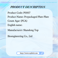 Agar PCA (Plate-to-Plate Count Agar) préemballé, utilisé pour la détermination du nombre total de bactéries