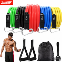 Ebuy T317 Ensemble de 11 bandes de résistance en tissu polyester, boucle de fitness, pour musculation à la maison et entraînemen