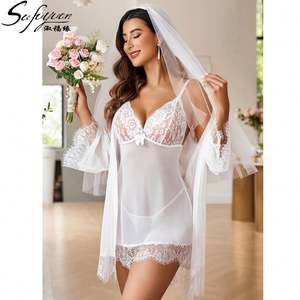 sfy1109 Robe de mariée et peignoir sexy de style occidental, robe en dentelle transparente et séduisante - Product Image 1