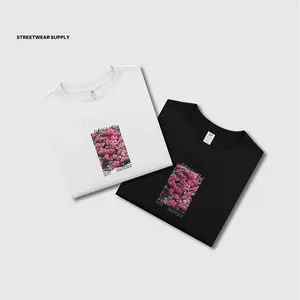 Street Style Unisexe Rose Flavor Pour T-shirts T-shirt Imprimé Noir Motif Rose T Shirt