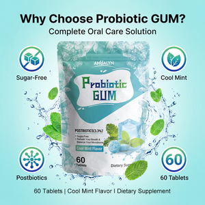 Ahualyn Vente en gros OEM 60 comprimés de soins bucco-dentaires probiotiques postbiotiques à la menthe fraîche <span class=keywords><strong>sans</strong></span> <span class=keywords><strong>sucre</strong></span> pour une haleine fraîche en déplacement - Product Image 3