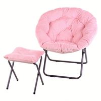 Fauteuil lune pliant surdimensionné en peluche avec repose-pieds, chaise de camping ronde portable pour l'intérieur et l'extérieur, idéale pour la détente des adultes