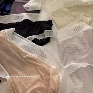 # B0020 usine personnalisé sans trace glace soie culotte taille moyenne à pois motif respirant sous-vêtements coton entrejambe femme culotte - Product Image 4