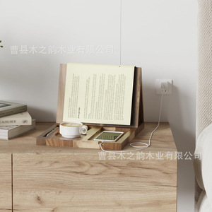 Wooden Reading <b>Stand</b> With Cup Holder Phone <b>Tablet</b> <b>Stand</b> Desk Storage Rack <b>For</b> Books And Office Use - Product Image 2