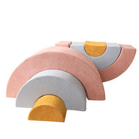 Canapé modulaire arc-en-ciel pour enfants, confortable, en mousse pelucheuse durable, avec blocs de construction, moderne et écologique pour l'école
