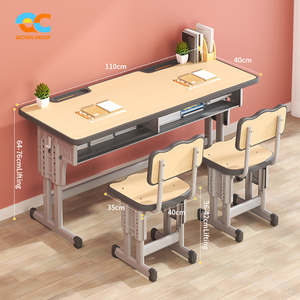 Set di Tavolo e <span class=keywords><strong>Sedie</strong></span> per Homeschooling di Grado Commerciale, Ecologico e Affidabile, Impermeabile, Set Scolastico di Alta Qualità <span class=keywords><strong>con</strong></span> Doppia Scrivania per Studenti - Product Image 2