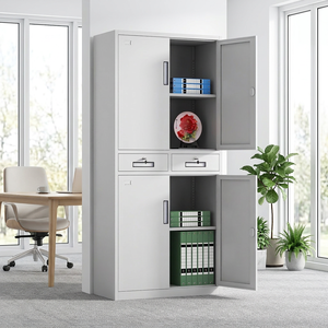 Steel Storage Cupboard Metal Office Organization Glass Door <b>Filing</b> Cabinet with <b>Drawer</b> and Display Windows - Product Image 5