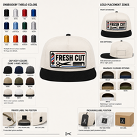 Casquette Snapback Unisexe Réglable en Toile de Coton à 6 Panneaux à Visière Plate avec Patch Barber Signboard, pour Commandes en Gros, Adaptée aux Quatre Saisons, Vente en Gros