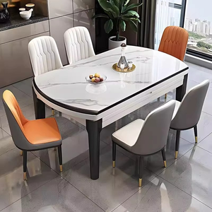 <strong>Foldable</strong> Sintered Stone <strong>Dining</strong> <strong>Table</strong> and <strong>Chair</strong> Set Modern Solid Wood Convertible Furniture for Small Apartment - Product Image 2