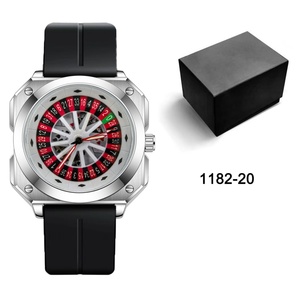 นาฬิกาควอตซ์ธุรกิจผู้ชาย สายซิลิโคน ตัวเรือนโลหะผสม หน้าปัดสี่เหลี่ยม นาฬิกาผู้ชายสีแดงคาสิโน โป๊กเกอร์ รูเล็ต - Product Image 6