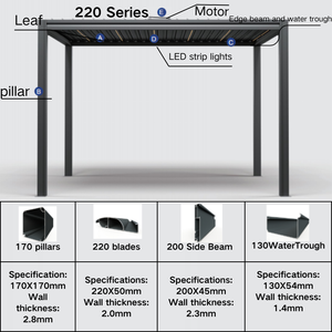 Pergola en aluminium <span class=keywords><strong>à</strong></span> lames orientables intelligente, serre pour plantes, gazebo de luxe robuste, cadre en aluminium, pavillon motorisé, <span class=keywords><strong>patio</strong></span> - Product Image 2