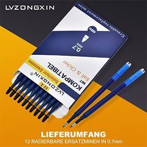 12 <b>Erasable</b> Refills 0.7mm Line Width Gel Rollerball <b>Pens</b> Compatible for Eberhard Faber Animal Erase It - Product Image 5