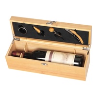 <strong>Best</strong> <strong>Selling</strong> Wooden <strong>Wine</strong> <strong>Box</strong> with 4 Pcs <strong>Wine</strong> Accessories Bamboo <strong>Wine</strong> <strong>Box</strong> with Tools Set