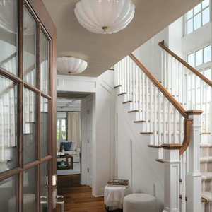 Lustre en verre de style campagnard français, design vintage de luxe, semi-encastré, pour restaurants - Product Image 3