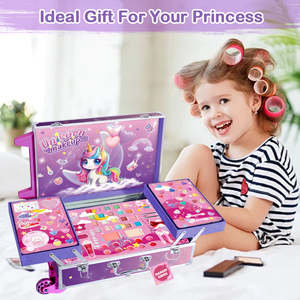 Nouveau modèle 2026 : Coffret de maquillage tout-en-un pour enfants avec <span class=keywords><strong>valise</strong></span> double couche – Kit de cosmétiques pour petites filles (ombres à paupières, rouge à lèvres) – Boîte cadeau - Product Image 6