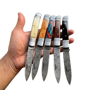 Couteau pliant de poche en acier Damas, manche en bois, haute qualité, multifonctionnel, qualité industrielle, 59-60HRC, verrouillage arrière, garantie 3 ans - Product Image 1