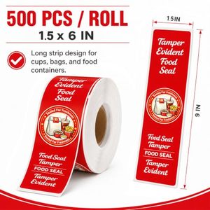 Tamper Evident Stickers for Food Delivery <b>Red</b> Tamper-Proof Safe Seal Tape & Labels for Sealing Drink, Food & Pizza Boxes - Product Image 5