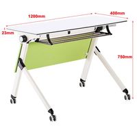 Table de formation pliante XHS-801 peu encombrante avec roulettes 1200x400x750mm, bureau de réunion et de conférence pour salle de classe, blanc et vert