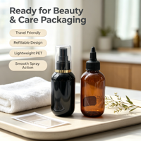 Bouteille à pompe en plastique de 100 ml, distributeur de liquide rechargeable en PET de qualité alimentaire pour shampoing, gel douche, savon pour les mains