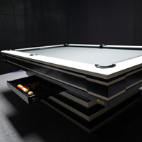 Table de billard américaine 9 pieds pour la maison, plateau en ardoise, poches en cuir, tiroir de rangement dissimulé, logo personnalisé, design moderne