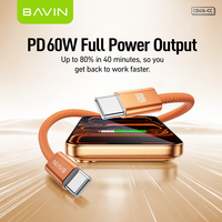 Kabel Tipe C ke Tipe C BAVIN Grosir Murah Berkualitas Tinggi Tahan Lama CB416 60W Pengisian Daya Transfer Data 480 Mbps