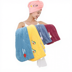 <span class=keywords><strong>Serviette</strong></span> de bain <span class=keywords><strong>personnalisée</strong></span> pour femme, en polaire corail épaisse double couche, confortable, brodée de dessins animés, pour sécher les cheveux - Product Image 1