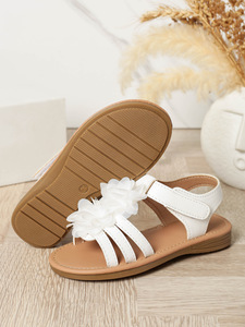 Sandales pour enfants, été, nouvelle mode, sandales romaines pour filles, plage, cuir, blanches - Product Image 5
