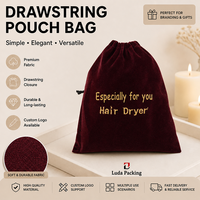 Grand sac de rangement en velours noir pour extensions capillaires, pochette d'emballage pour perruques avec logo personnalisé, sac à double cordon pour mèches de cheveux vierges