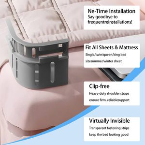 <b>Bed</b> <b>Sheet</b> Holder Lock Strips Reusable Easy-to-Use <b>Bed</b> <b>Sheet</b> Fasteners Eliminate Slipping and Wrinkles Fit All Mattress Sizes - Product Image 6
