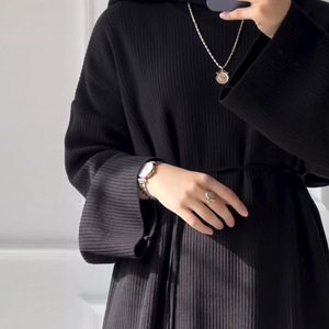 2025 élégant Sexy pas cher hiver épais coton Abaya ample tricot Robe formelle cravate longue Robe jupe pour les femmes - Product Image 6